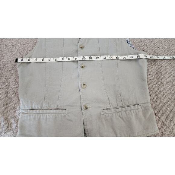 VTG 90's Columbia Reversible Plaid and Tan Button up Vest Women's Size Medium - Picture 6 of 9
